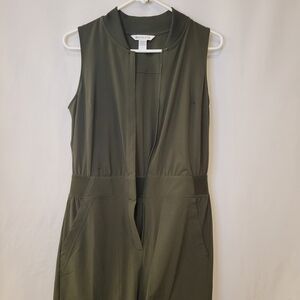 Athleta Dark Green Sleeveless Jumpsuit Size 6 *Missing Zipper Slider